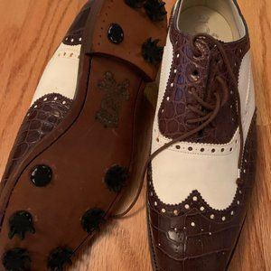 Barker Black Chocolate Croc & Ivory Suede Golf Shoes
